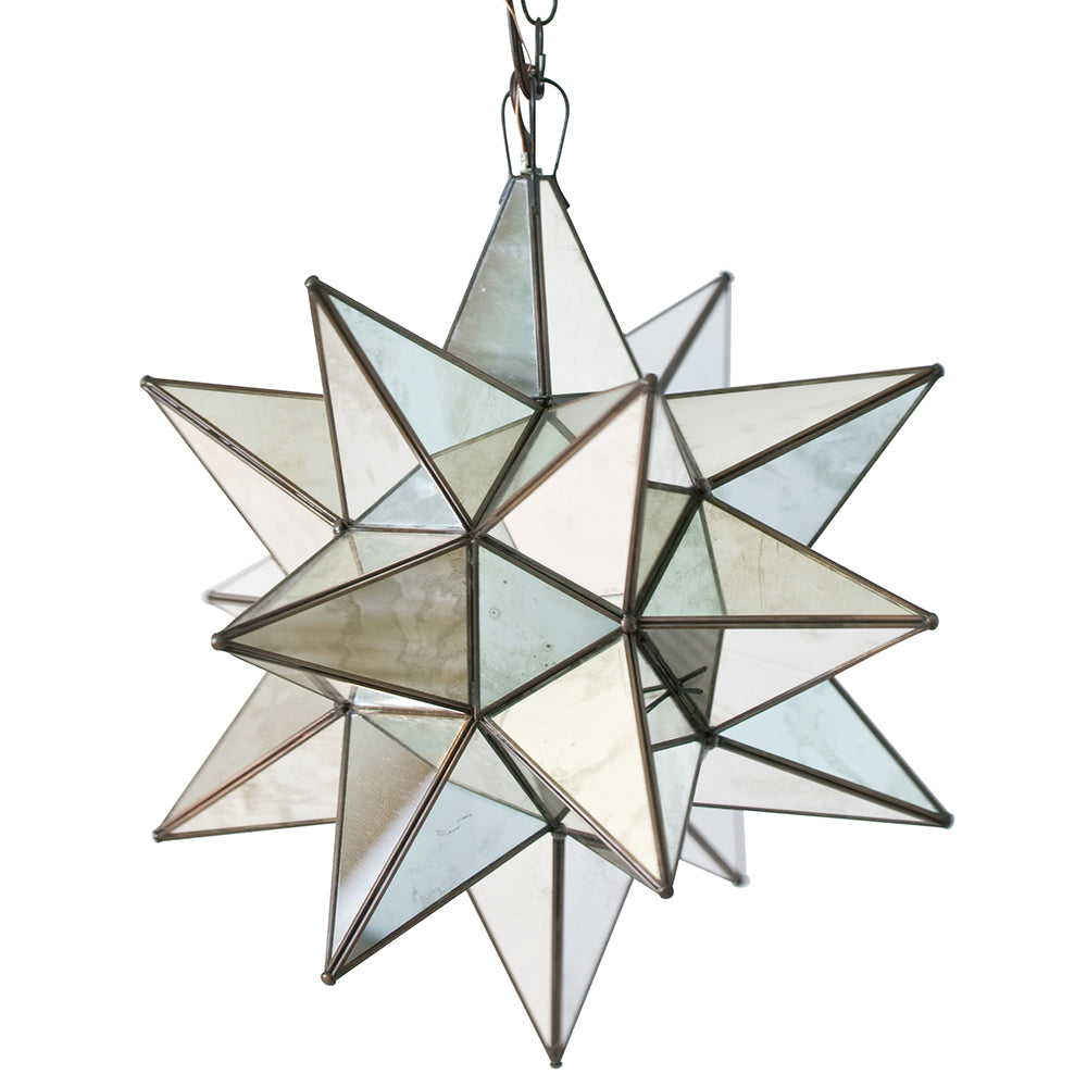 Worlds Away Large Star Pendant Light – Antique Brass & Mirror