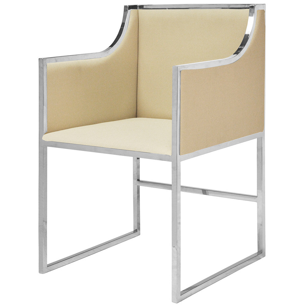 Worlds Away Anabelle Chair with Nickel Frame - Herringbone*