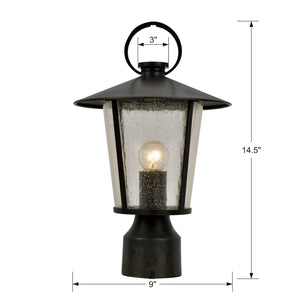 Andover Outdoor 1 Light Matte Black Post Mount