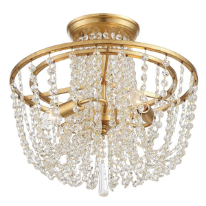 Arcadia 3 Light Antique Gold Ceiling Mount
