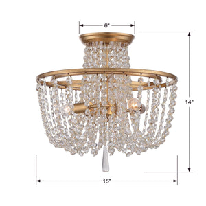 Arcadia 3 Light Antique Gold Ceiling Mount