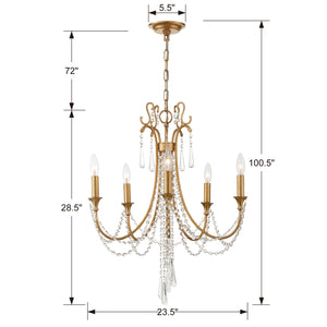 Arcadia 5 Light Antique Gold Chandelier