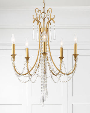 Arcadia 5 Light Antique Gold Chandelier