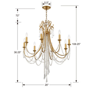 Arcadia 8 Light Antique Gold Chandelier
