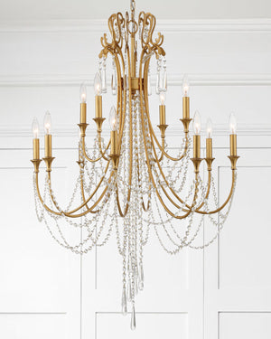 Arcadia 12 Light Antique Gold Chandelier