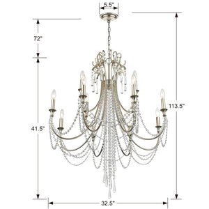 Arcadia 12 Light Antique Gold Chandelier