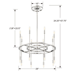 Aries 16 Light Polished Nickel Chandelier