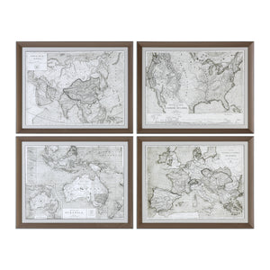 World Maps Framed Prints S/4