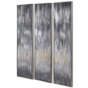 Gray Showers Hand Painted Canvases, Set/3