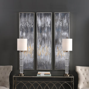Gray Showers Hand Painted Canvases, Set/3