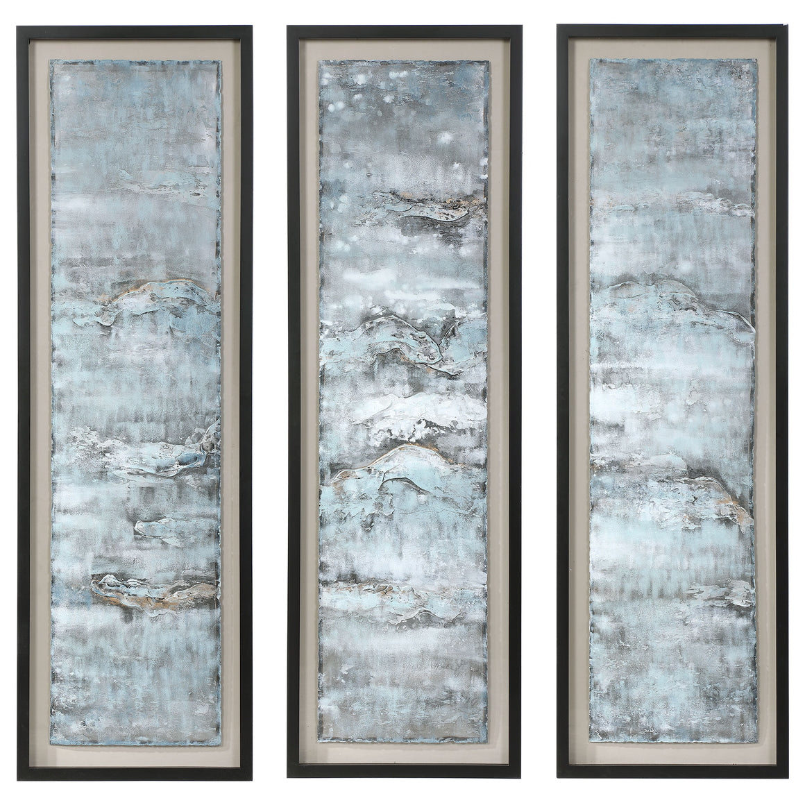 Ocean Swell Painted Metal Art, Set of 3