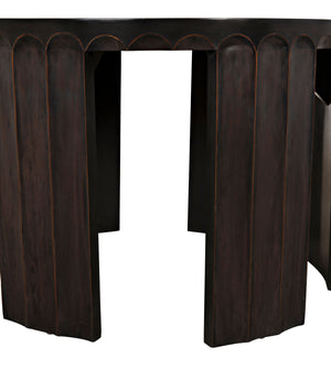Fluted Side Table, Pale with Light Brown Trim