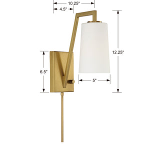 Avon 1 Light Aged Brass Wall Mount
