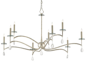 Currey and Company Serilana Large Silver Chandelier - Silver Granello/Smokewood