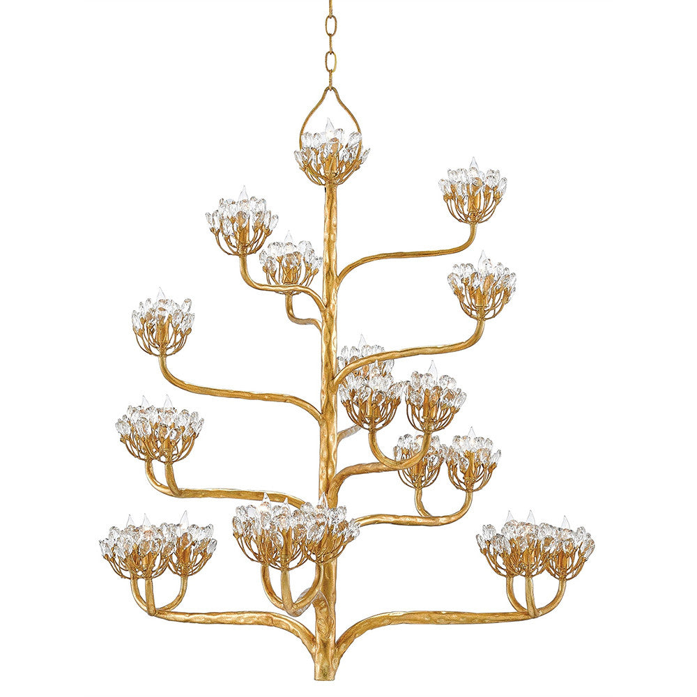 Currey and Company Agave Chandelier – Dark Gold & Crystal