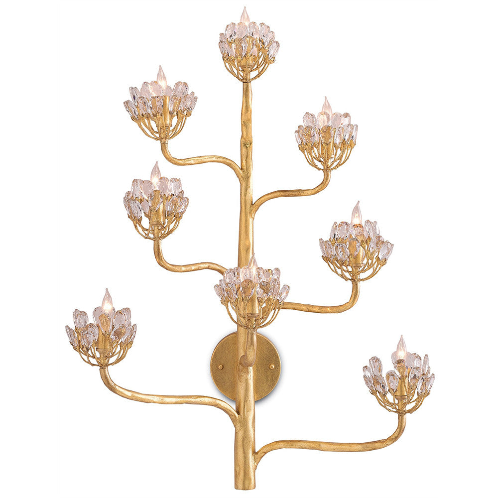 Currey and Company Agave Wall Sconce – Dark Gold & Crystal