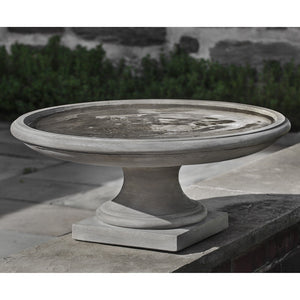Short Classical Style Bird Bath - Grey Stone Patina