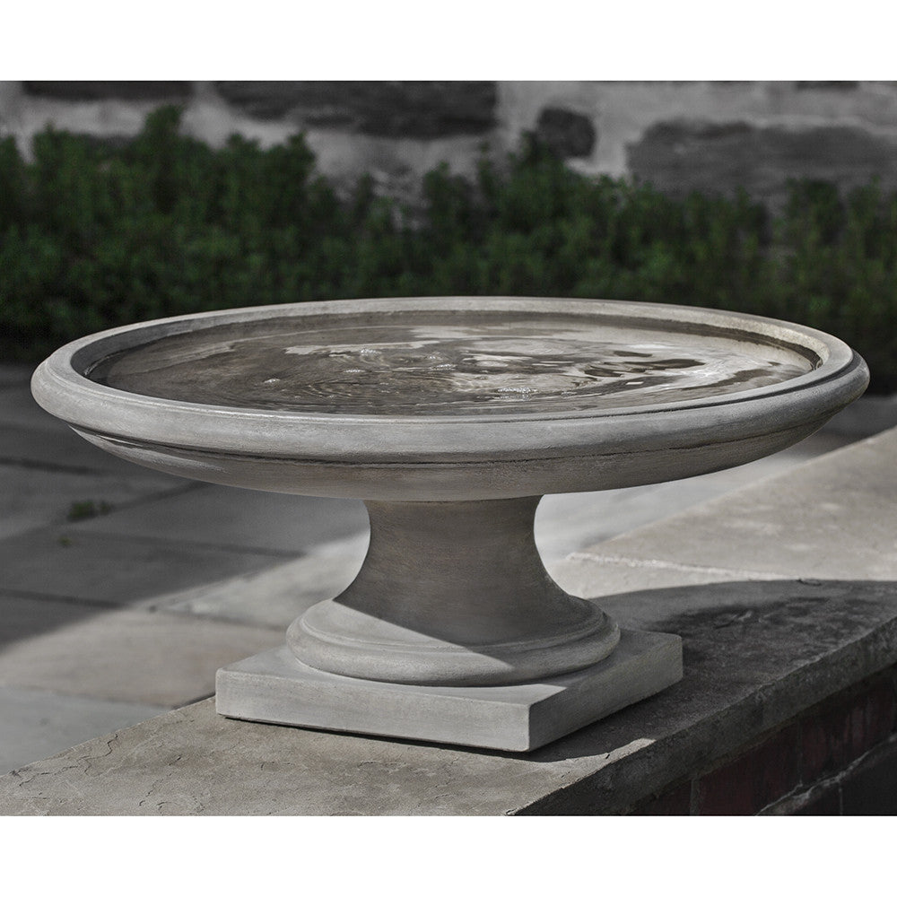 Short Classical Style Bird Bath - Grey Stone Patina