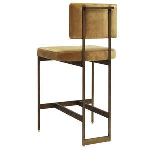 Worlds Away Shaw Bronze Frame Counter Stool – Camel Velvet