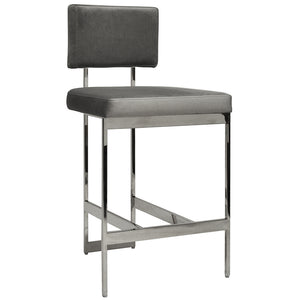 Worlds Away Baylor Nickel Frame Counter Stool – Grey Velvet