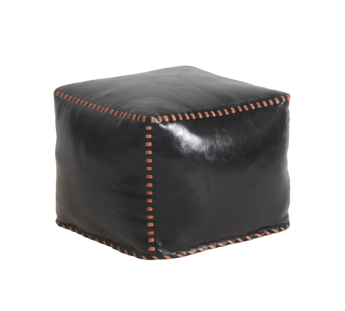 Square Ottoman Stiched, Black