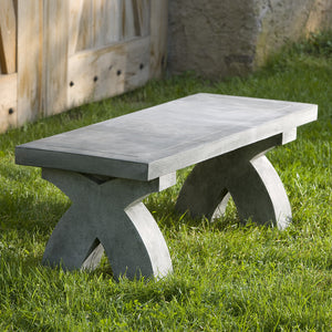 Cast Stone 'X' Bench - Alpine Stone Patina