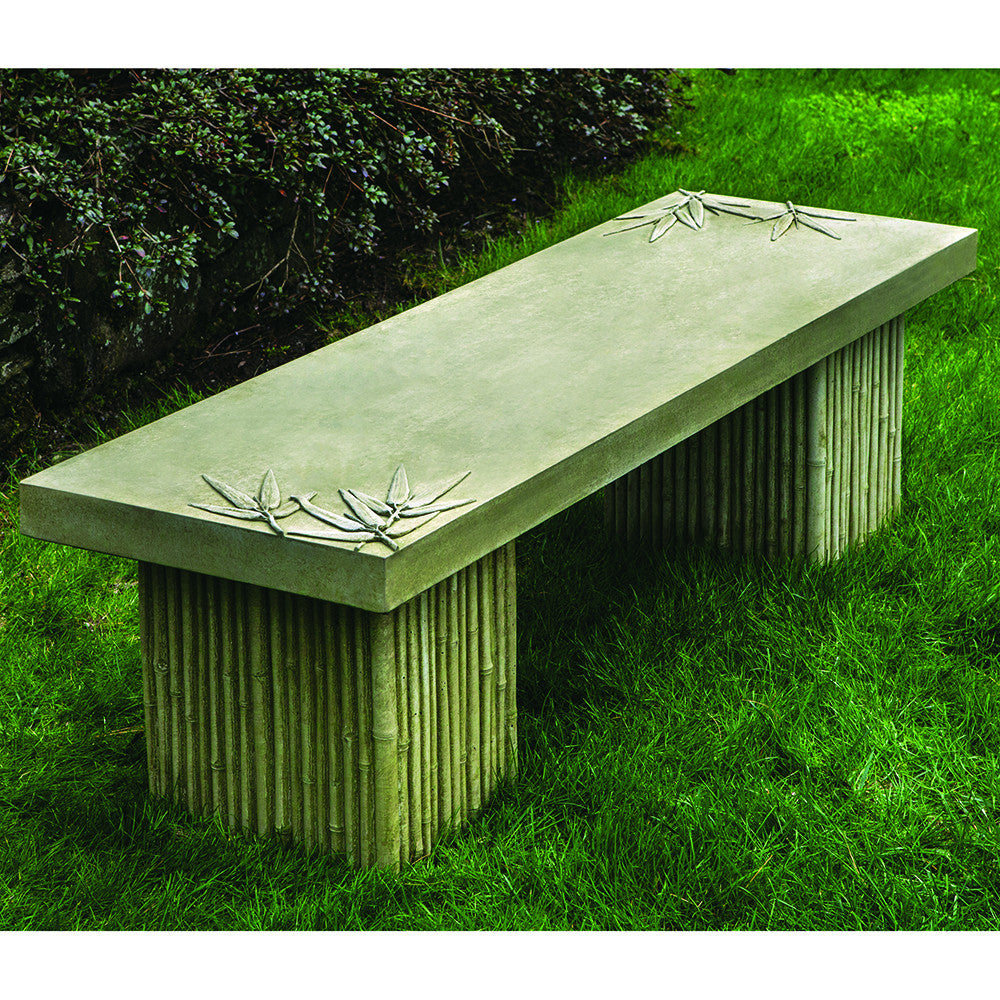 Faux Bamboo Stone Bench - English Moss Patina