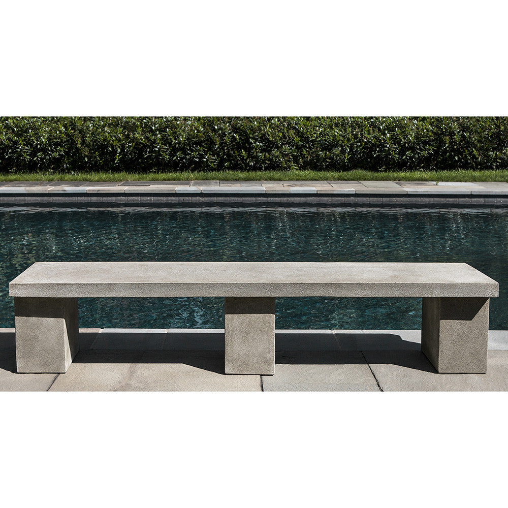 3-Legged Contemporary Stone Bench – Verde Patina