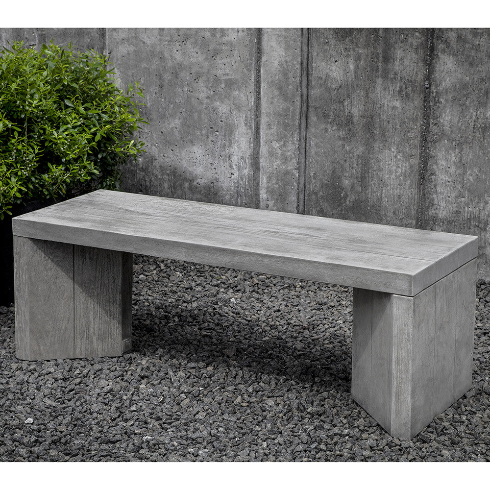 Faux Raw Oak Stone Bench - Grey Stone Patina