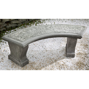 Curved Leaf Stone Bench - Alpine Stone Patina