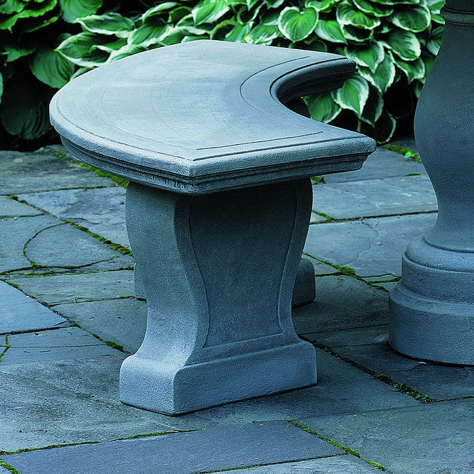 Simple Curved Stone Bench - Grey Stone Patina