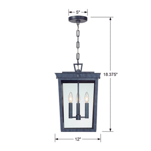 Belmont Outdoor 3 Light Graphite Pendant