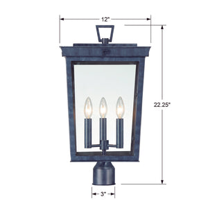 Belmont Outdoor 3 Light Graphite Lantern Post