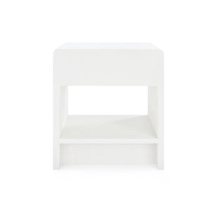 1-Drawer Side Table in White Linen | Benjamin Collection | Villa & House