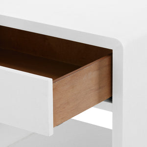 1-Drawer Side Table in White Linen | Benjamin Collection | Villa & House