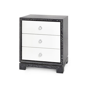 3-Drawer Side Table w/ Chrome Pulls in Gray | Berkeley Collection | Villa & House