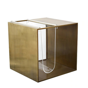 Worlds Away Bernie Antique Brass Table with Acrylic Sling