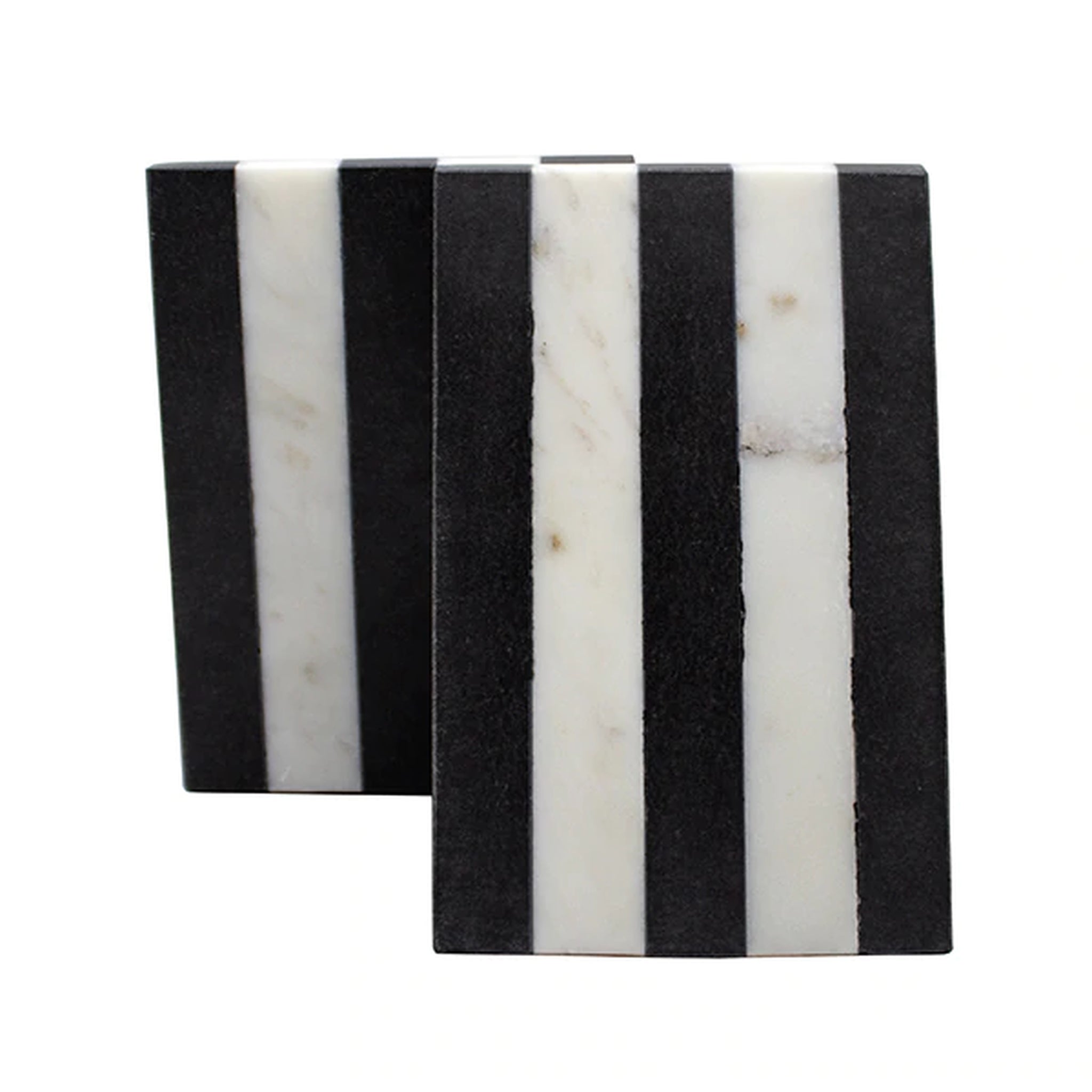 Worlds Away Bert Black & White Marble Bookend Set