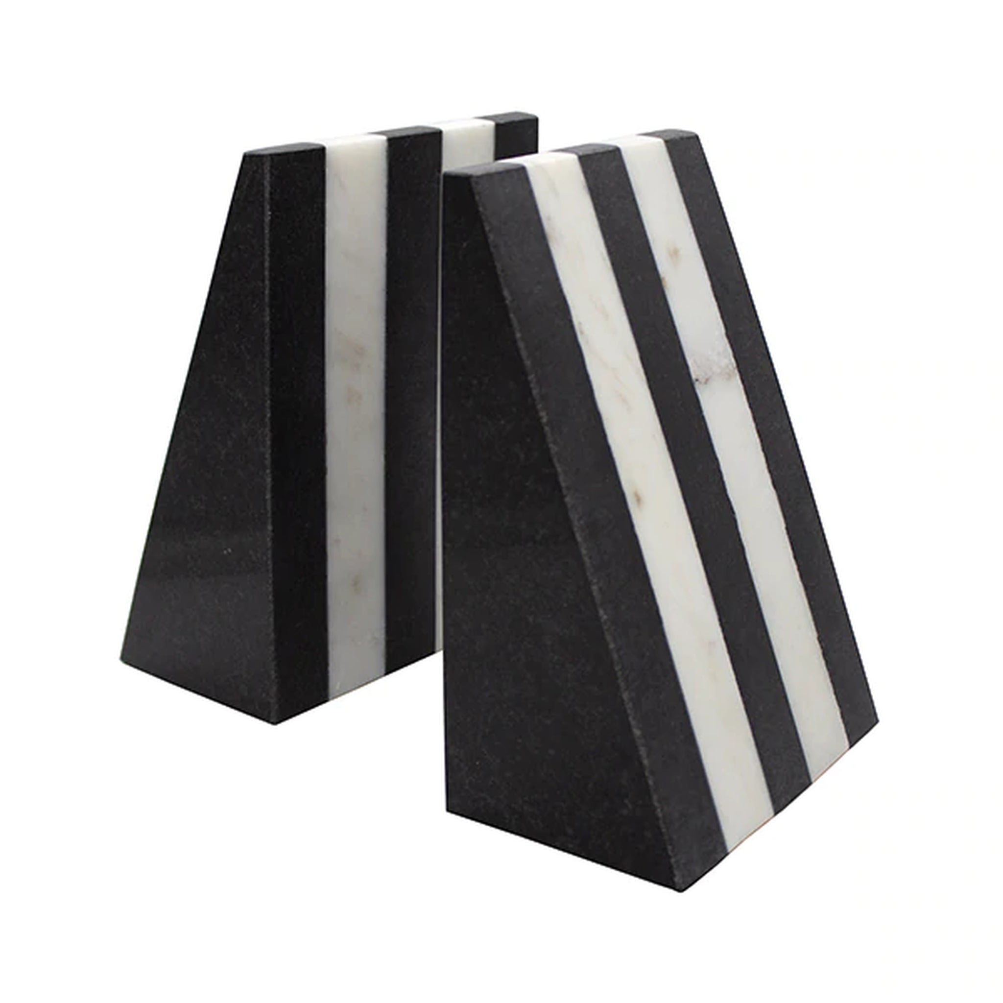 Worlds Away Bert Black & White Marble Bookend Set