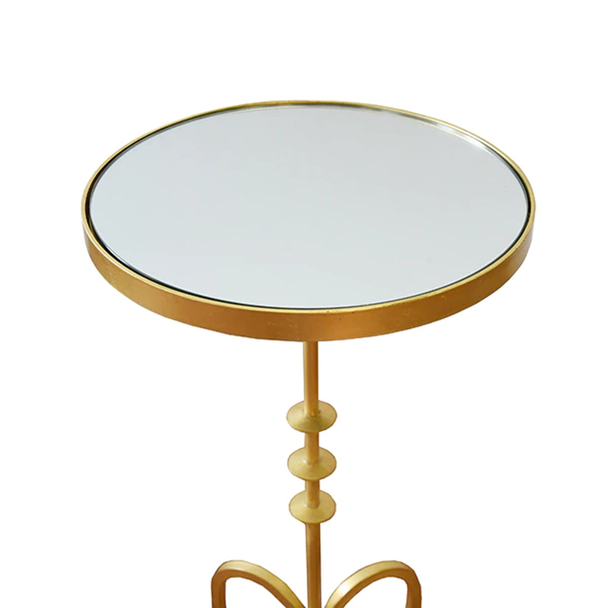 Worlds Away Bessie Round Mirrored Top Cigar Table - Gold Leaf