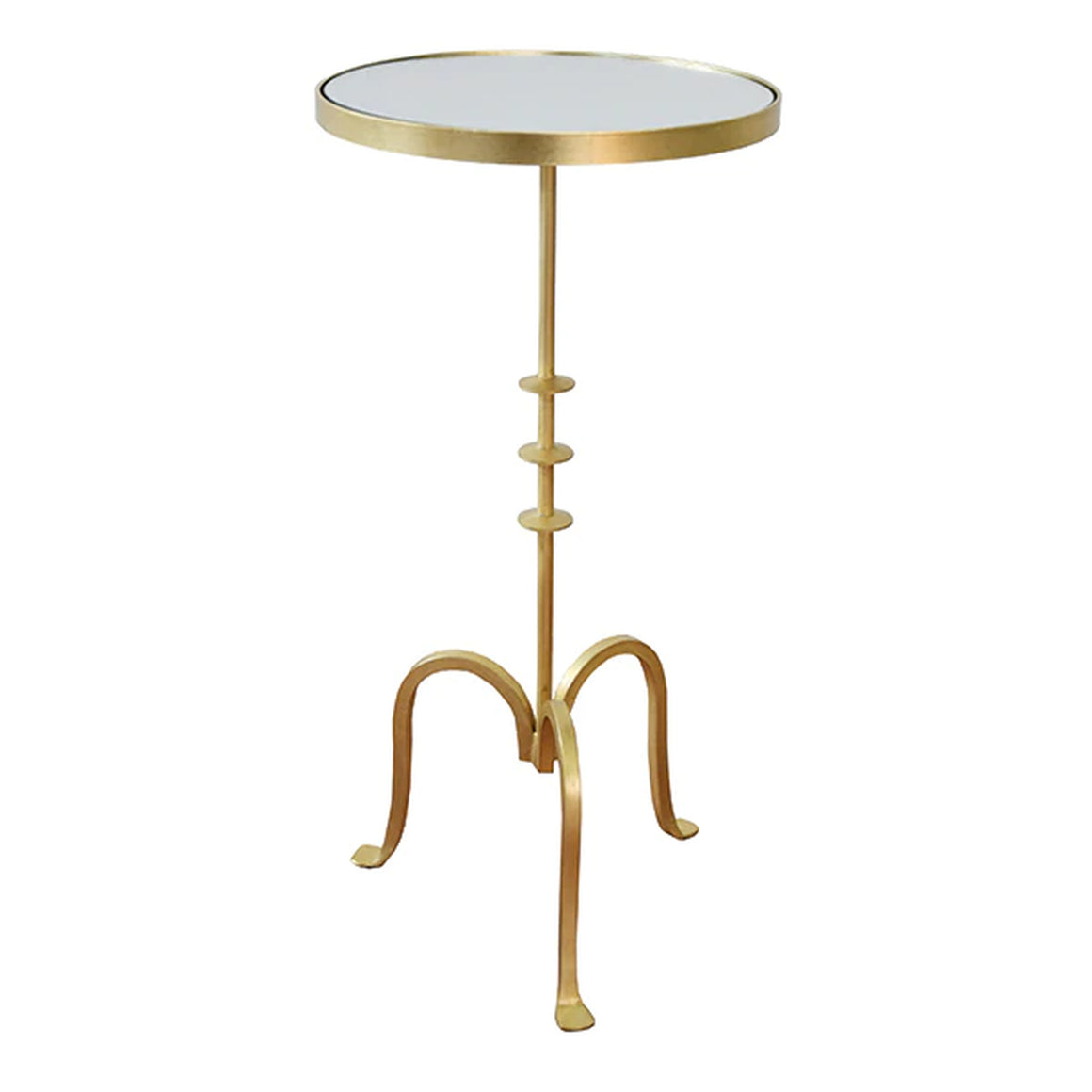 Worlds Away Bessie Round Mirrored Top Cigar Table - Gold Leaf