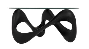 Orion Coffee Table, Black Resin Cement with Glass
