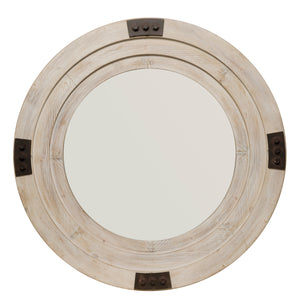 Industrial White Wood Mirror