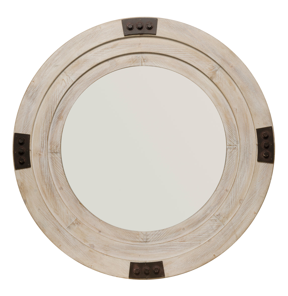 Industrial White Wood Mirror