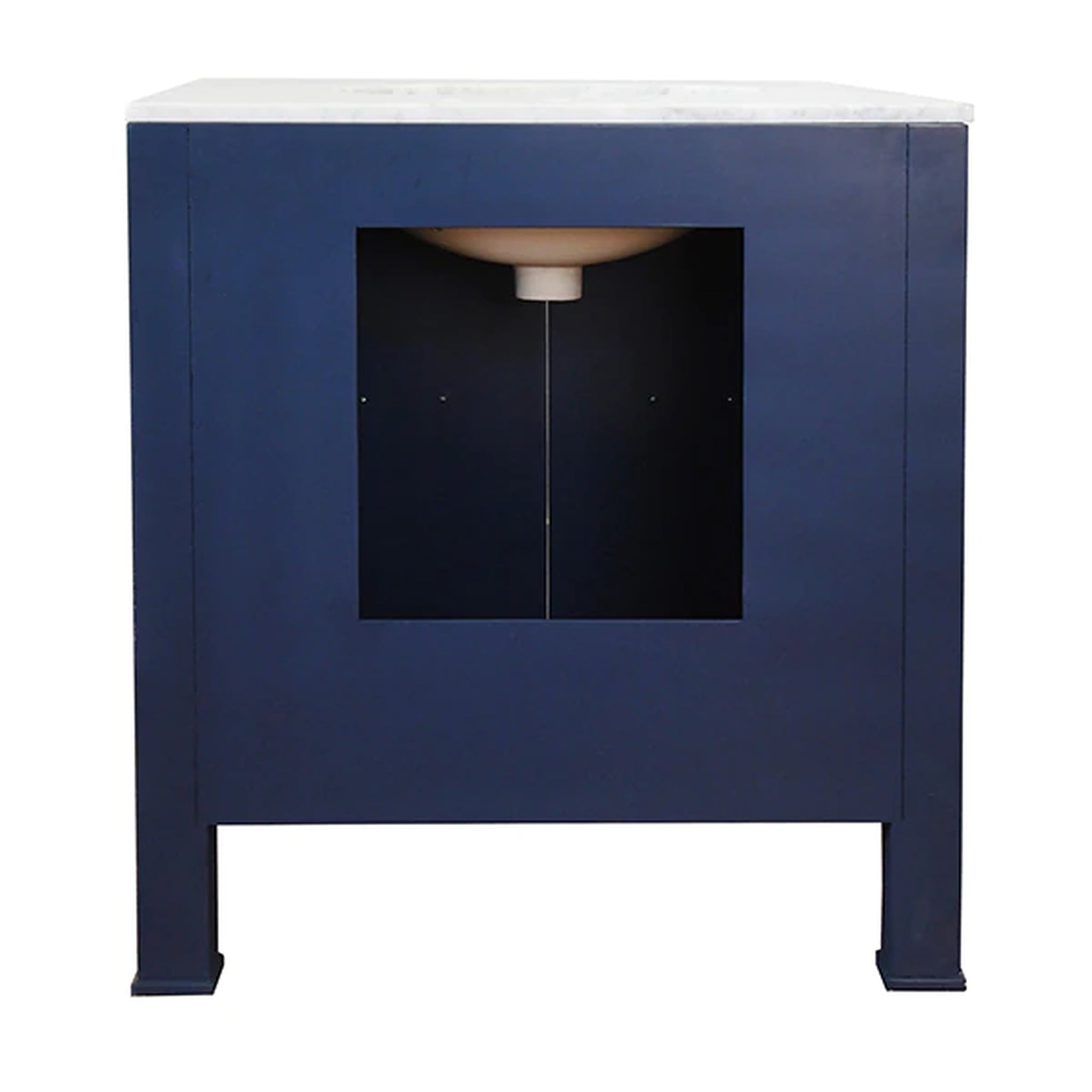 Worlds Away Blanche Bath Vanity with Brass Hardware - Textured Navy Linen