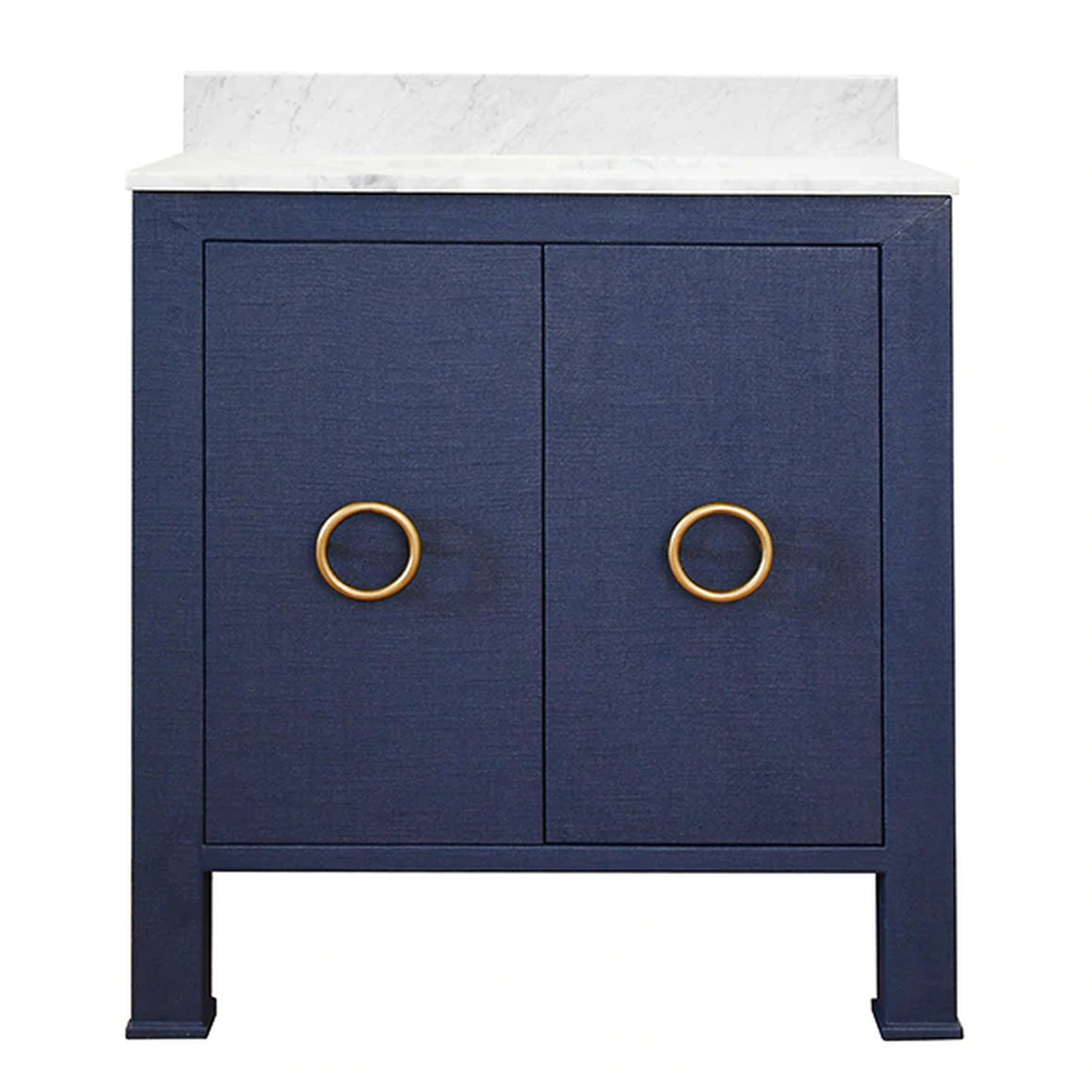 Worlds Away Blanche Bath Vanity with Brass Hardware - Textured Navy Linen