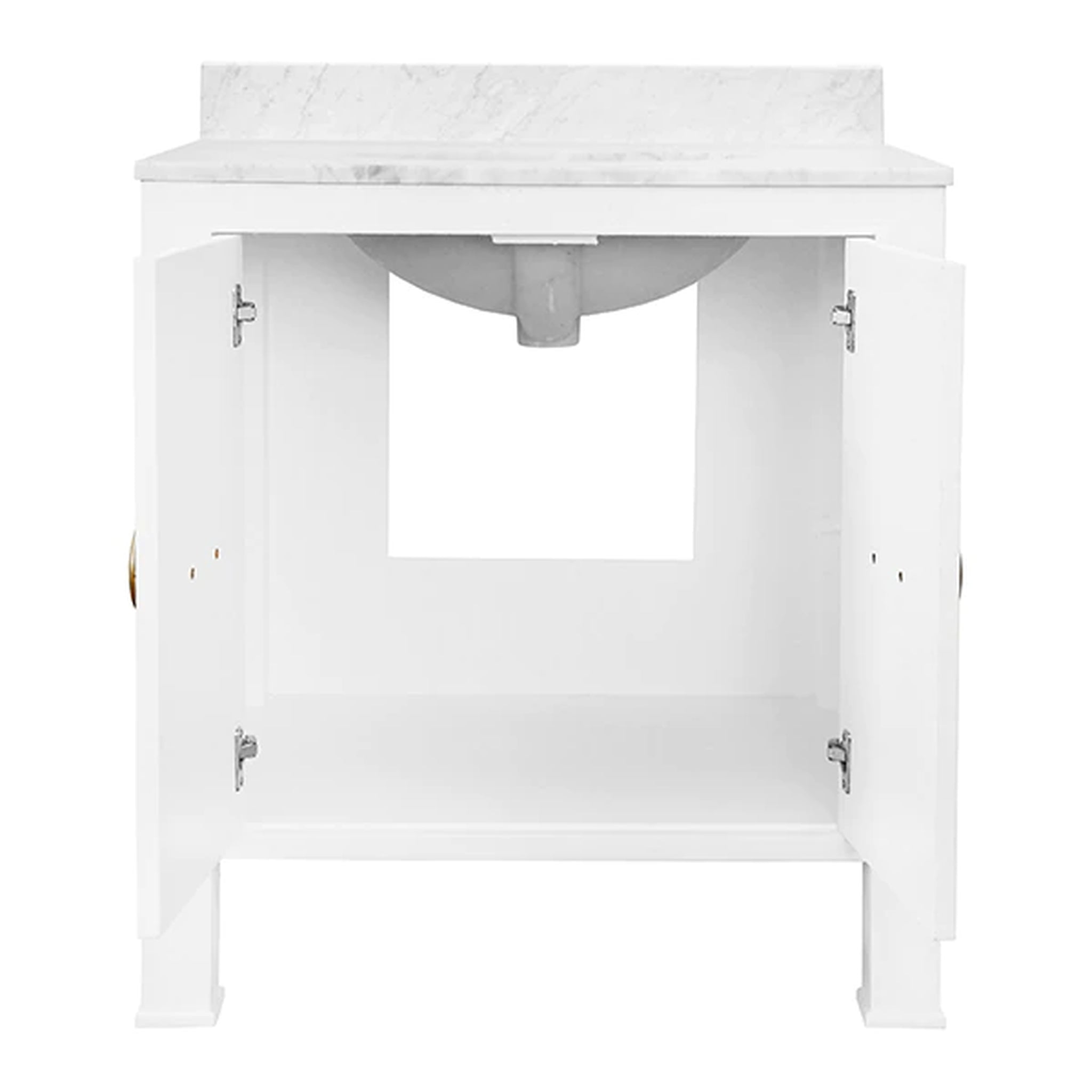 Worlds Away Blanche Bath Vanity with Brass Hardware - Textured White Linen