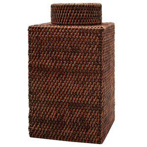 Large Woven Reed Square Jar – Brown | Bali Collection | Villa & House