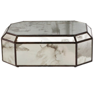 Worlds Away Octagonal Antique Mirrored Decorative Box