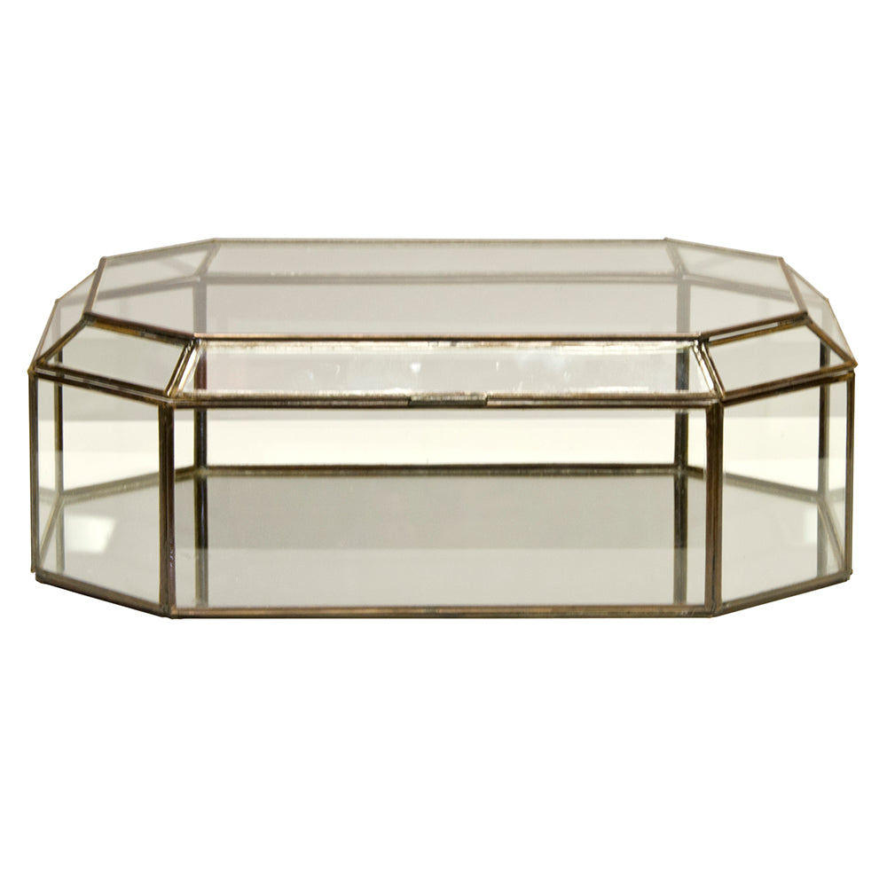 Worlds Away Octagonal Clear Glass Decorative Box